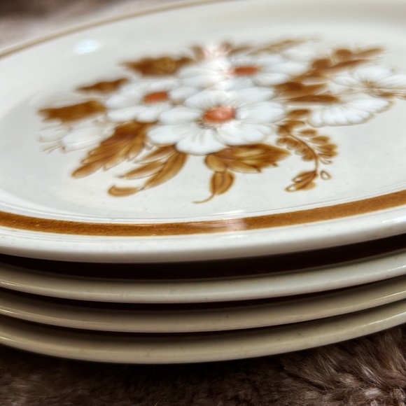 VTG 70s Japan Hand Painted Dried Flowers Mountain Wood STONEWARE Dinner Plate - Picture 12 of 16